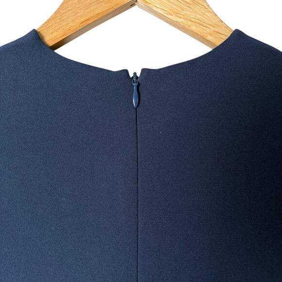 Jenni Kayne Navy Crewneck Long Sleeve Shift Midi Dress Side Slits Silk Lined, XS - Picture 11 of 14